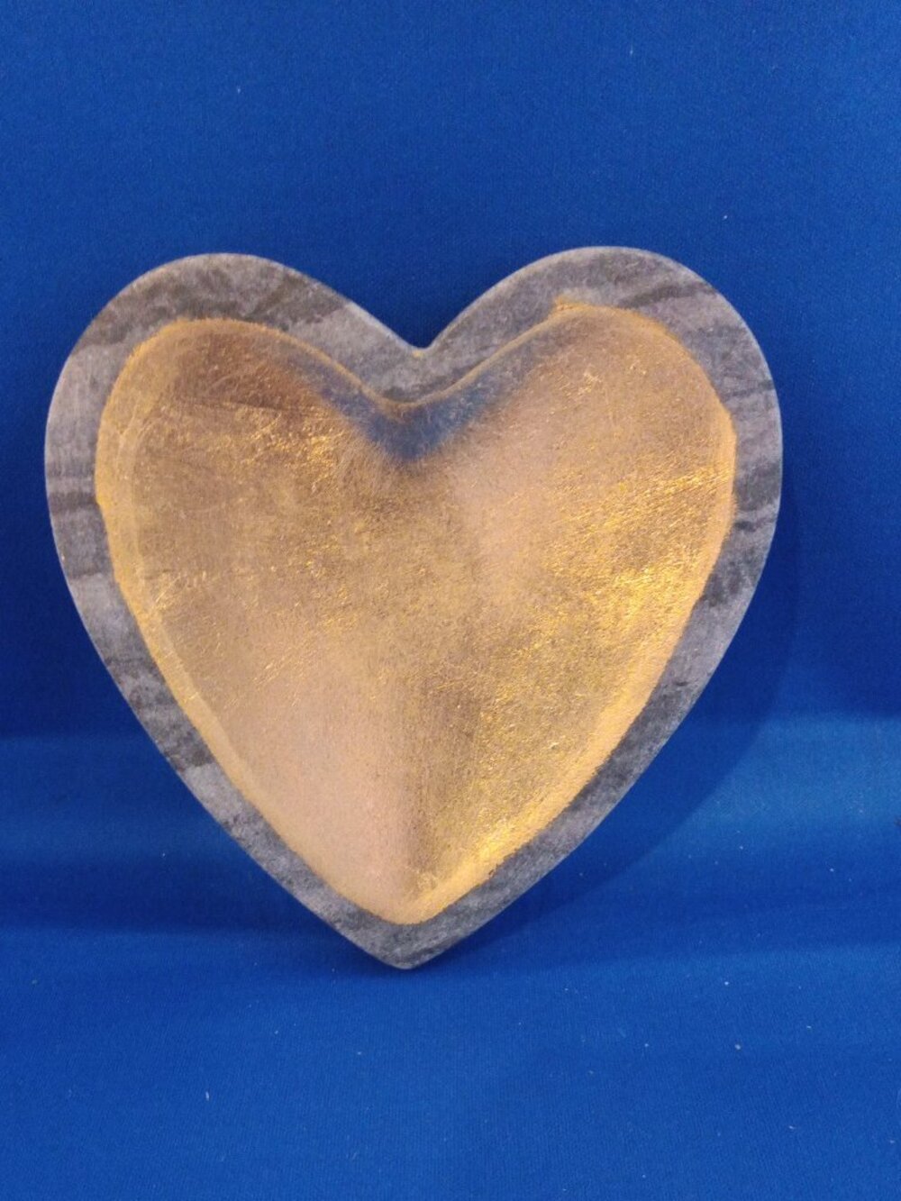 Mudpie gray marble heart shaped trinket dish gold center